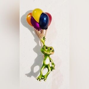 Whimsical Frog Balloon Brooch